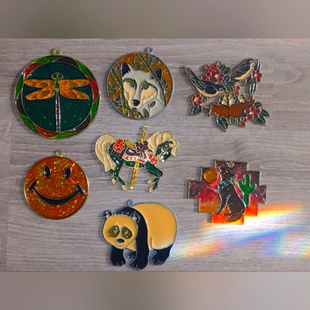 Vintage Stained Glass Sun Catcher Lot (7)